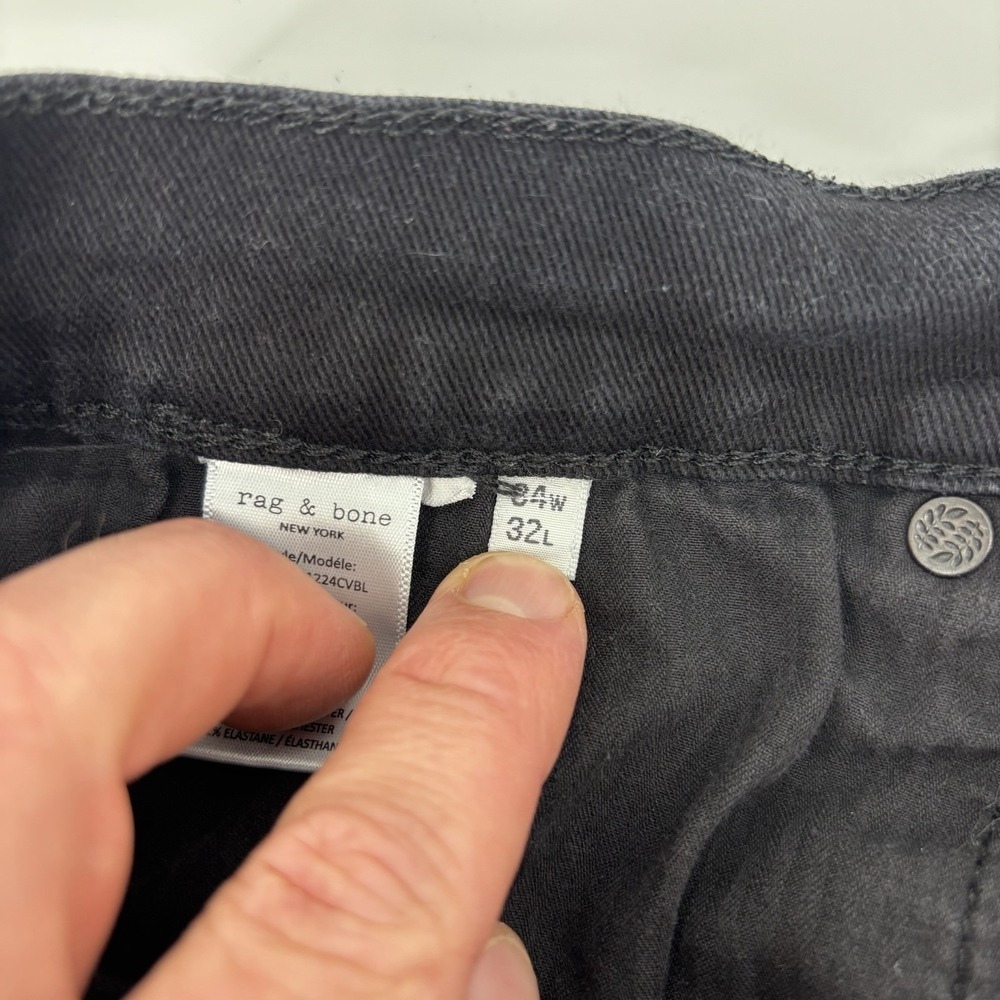 Rag & Bone Fit 1 Pants Men's Size 34x32 Slim Fit Skinny Jeans Black - Picture 6 of 9
